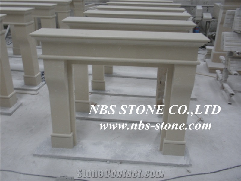 Western Style Fireplace,China Beige Marble Fireplace,Statuary Marble Fireplace Design
