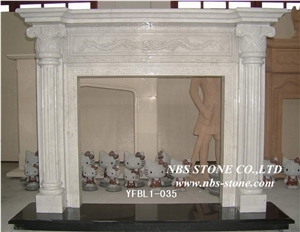 Western Style Fireplace,China Beige Marble Fireplace,Stone Fireplace Mantel