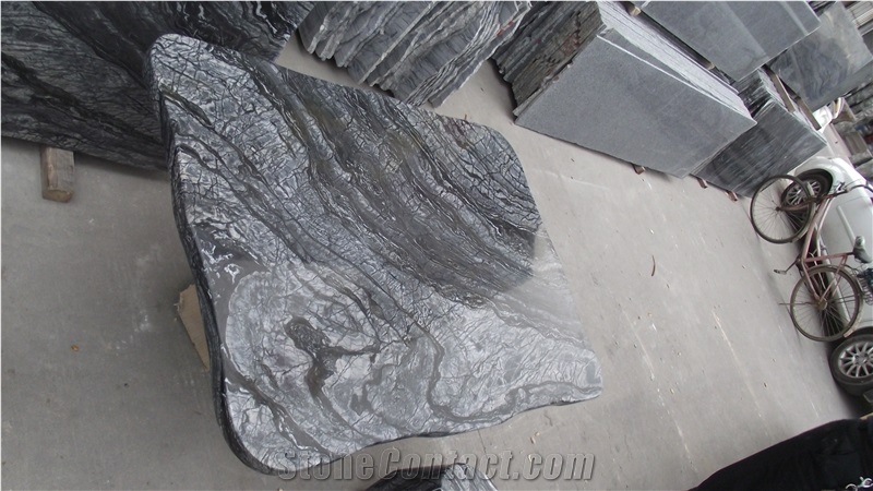 Wood Vein Black Marble Table