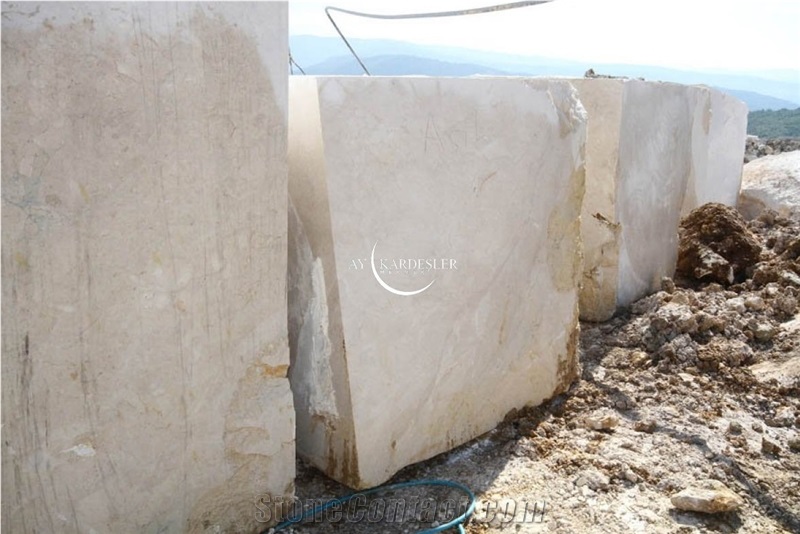Bursa Light Beige Marble Block, Beige Turkey Marble Blocks
