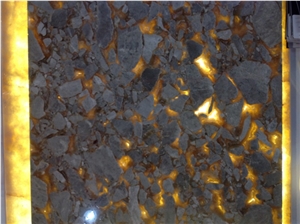 Exotic Grey Marble/Backlightable Semiprecious and Exotic Stone