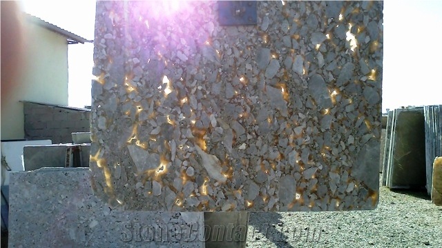 Exotic Grey Marble/Backlightable Semiprecious and Exotic Stone