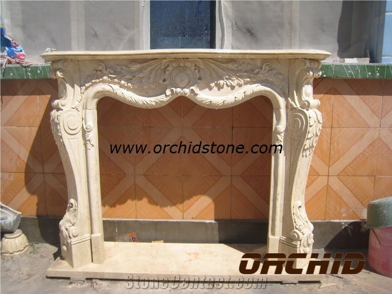 Carved Natural Marble Hearth & Home Fireplace Surround Maker