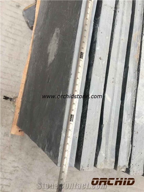 Honed Black Slate Slab, China Black Slate