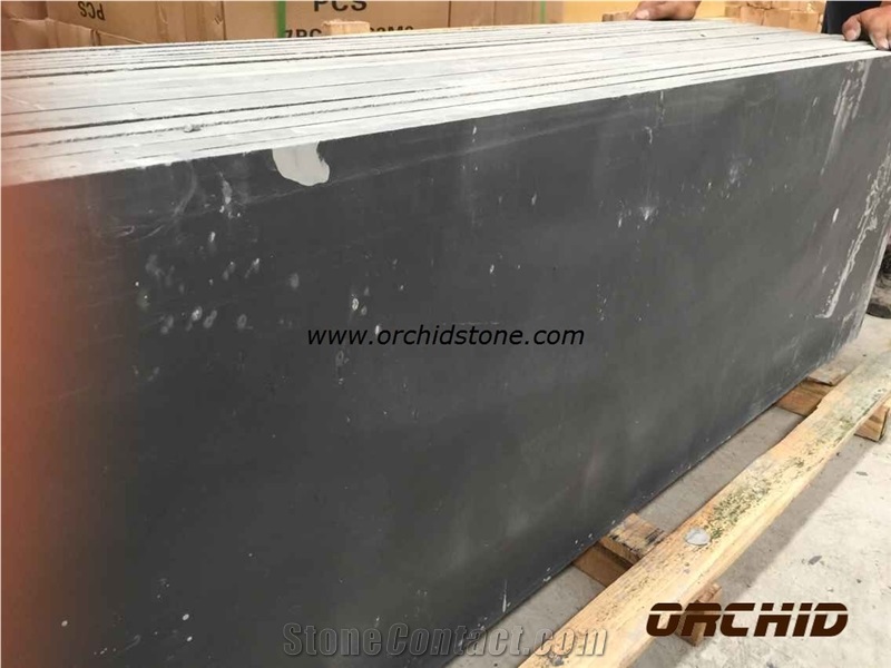Honed Black Slate Tile & Slab, China Black Slate