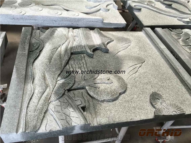 Mongolian Black Granite Sculpture Tile