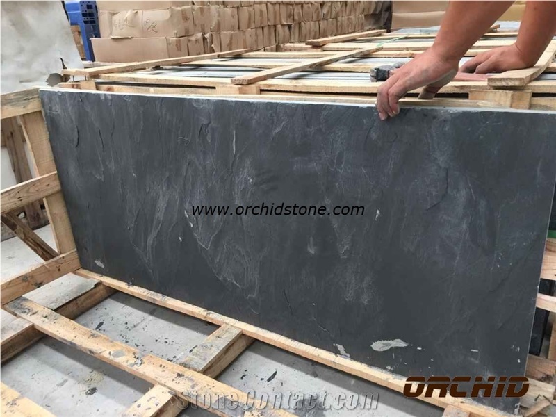 Natural Cleft Black Slate Slab & Tile