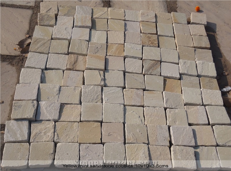 Cobbles, Autumn Brown Sandstone Cube Stone & Pavers