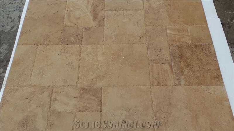 Classic Brown Travertine French Pattern Tiles & Slabs, Floor Tiles, Wall Tiles