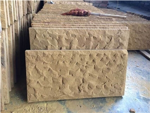 Chinese Original Sandstone Walling Stone,Pineappled Face Yellow Sandstone Chinese Original Sandstone Walling Stone,Pineappled Face Yellow Sandstone