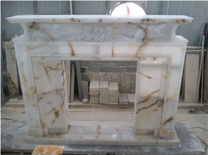 White Onyx Fireplace,Hand Works Fireplace Mantel,Handicraft Carving