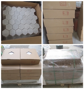 Big Hexagon Bianco White Carrara Marble Mosaic
