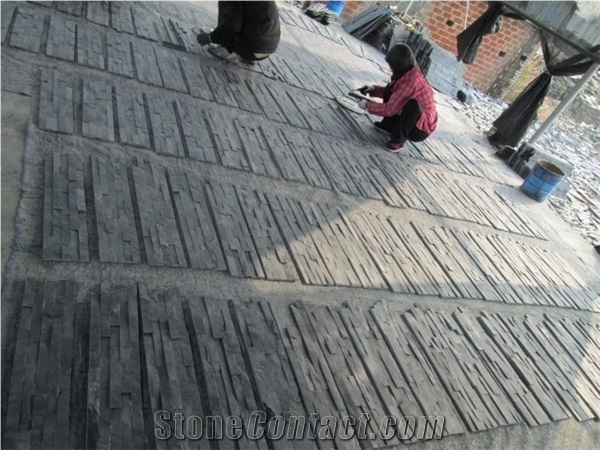 Cheap China Black Slate Cultured Stone For Wall Cladding Decor, Ledge/Loose Stone Feature Wall, Natural Building Stone Wall Decoration, Thin Stone Veneer