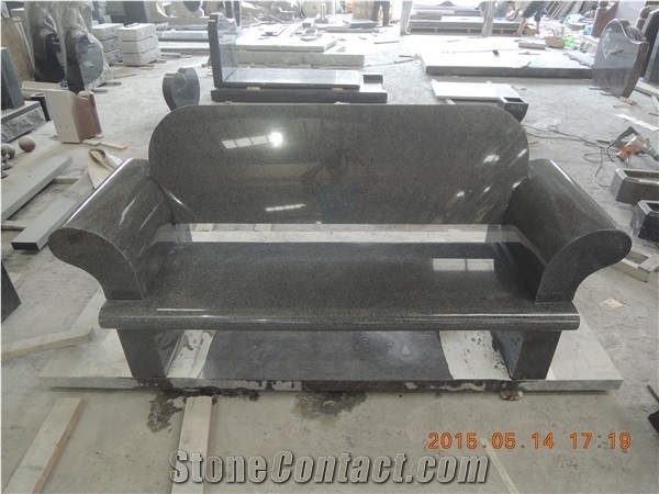 China Cheap Popular G654 Padang Dark Granite Monumental Bench, Funeral Accessories Bench Monument, Tombstones, Carvings for Love Pets, American Cemetery Style
