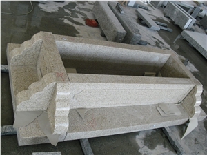 China G682 Rustic Yellow Coffin/ Sunset Gold Granite Tombstones, Headstones, Monuments Of French Style with Special Shapes