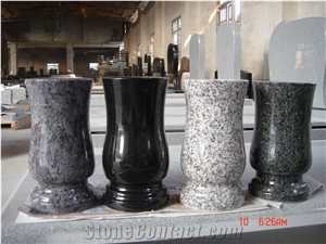 Indian Bahama/Vizag Blue Orion Granite Cemetery Funeral Tombstones Vases /Monuments Accessories, Natural Building Stone Grave Use, European Style Vases