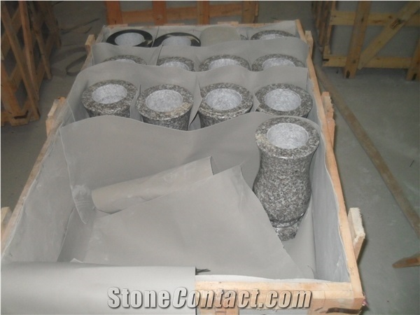 Indian Bahama/Vizag Blue Orion Granite Cemetery Funeral Tombstones Vases /Monuments Accessories, Natural Building Stone Grave Use, European Style Vases