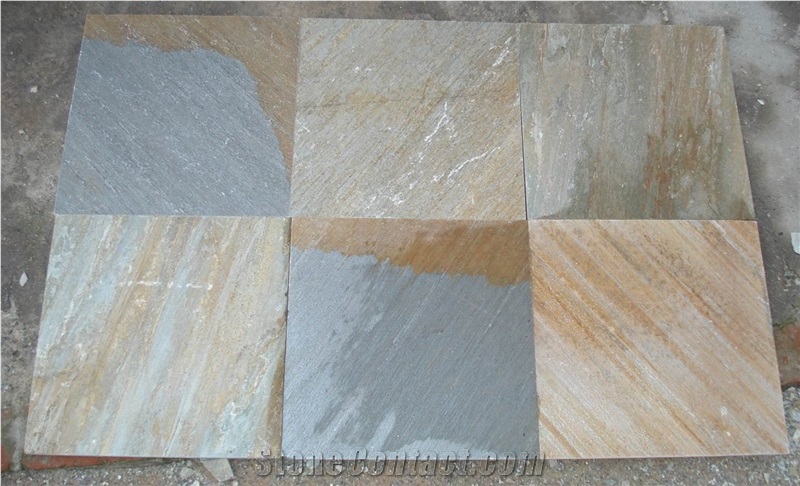 Natural Split Yellow Rusty Slate Tiles & Slabs for Roof, Wall Cladding