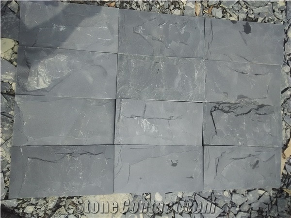 Split Face Stone Black Slate Tiles for Wall Cladding, China Black Cheap Slate Wall & Floor Covering Tiles, Natural Building Stone Wall Decoration, Quarry Owner
