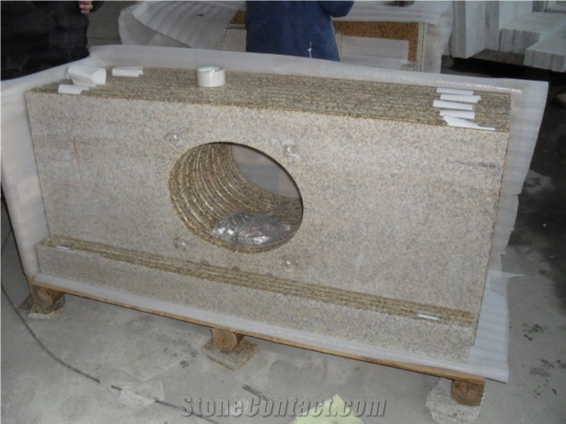 Vietnam Yellow/Rust Granite,Yellow Granite Vanities with Drilling Hole for Bathroom