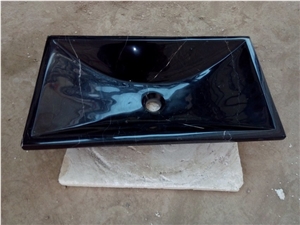 Nero Marquina Marble Rectangle Basins Manmade Stone Basin