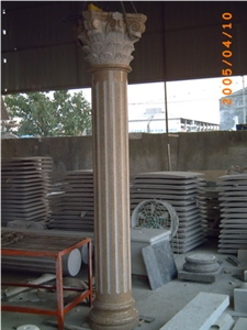 Bushed Hammered Granite Roman Columns White Pillar Stone