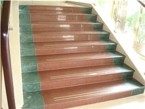 Carmen Red Granite Chinese Polished Granite Stair Riser Steps Nature Stone