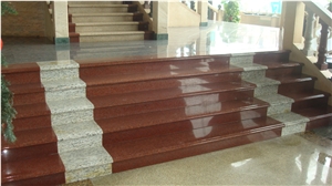 Cheap China Red Granite Stair Riser Treads Step with Polished Staircase