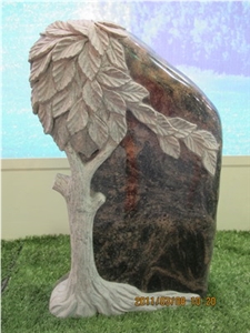 China Beige Granite + Brown Marble Tombstones and Monuments & Gravestone and Headstone, Hand Carving for Tombstone Head Stone
