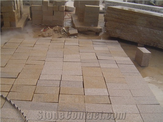 China Beige Granite Cube Stone & Pavers Sets Floor Covering Cube Road Pavement Stone