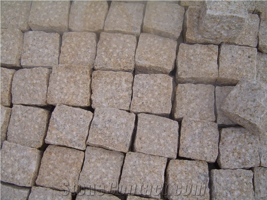 China Beige Granite Cube Stone & Pavers Sets Floor Covering Cube Road Pavement Stone
