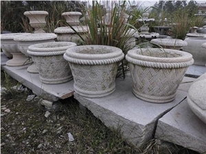 China Grey Granite Carving Flower Pot,Exterior Decoration,China Granite,Wholesaler,Quarry Owner-Xiamen Songjia