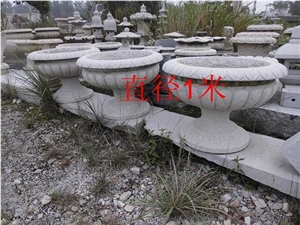 China Grey Granite Carving Flower Pot,Exterior Decoration,China Granite,Wholesaler,Quarry Owner-Xiamen Songjia