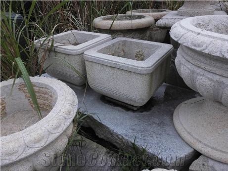 China Grey Granite Carving Flower Pot,Exterior Decoration,China Granite,Wholesaler,Quarry Owner-Xiamen Songjia