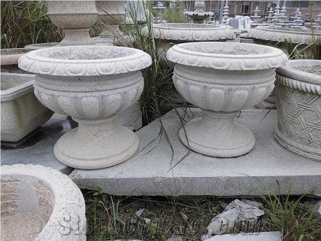 China Grey Granite Flower Pot,Exterior Decoration,China Granite,Wholesaler,Quarry Owner-Xiamen Songjia