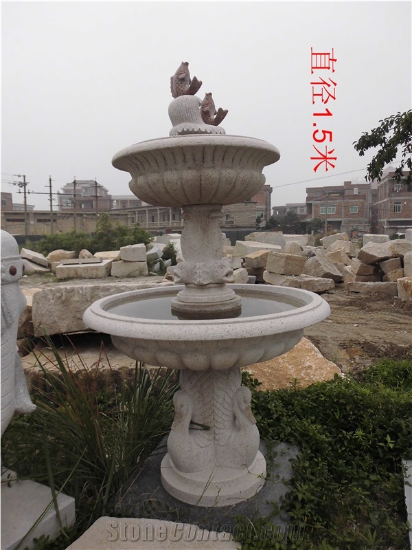 China White Granite Water Fountain,Granite Fountain,Landscaping Decoration,Wholesaler,Quarry Owner-Xiamen Songjia