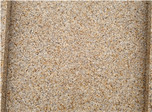 Yellow Stone Pyramid Pier Caps,Fine Pineapple Finished Quoins. Beige Granite Stone Paving