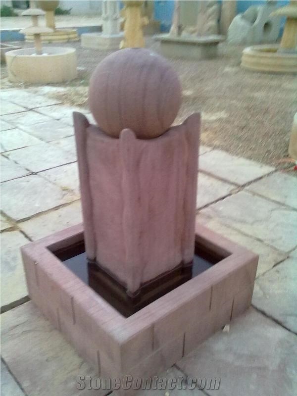 Bansi Pink Sandstone Garden Fountain