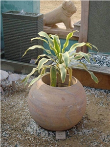 Multicolor Stone Flower Pot, Jaipur Rainbow Sandstone Flower Pot