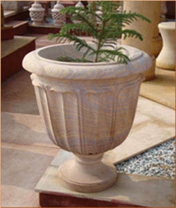 Multicolor Stone Flower Pot, Rainbow Sandstone Flower Pot