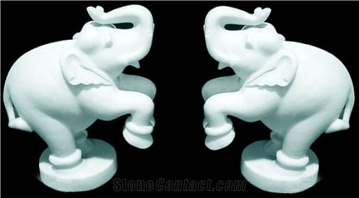 Stone Animal Statue, Makrana White Marble Sculpture