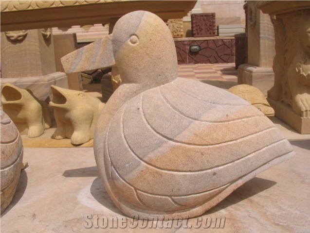 Stone Animal Statue, Rainbow Sandstone Sculpture & Statue