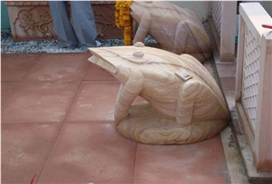 Stone Animal Statue, Teak Wood Sandstone Sculpture Stone Animal Statue, Teak Wood Sandstone Sculpture