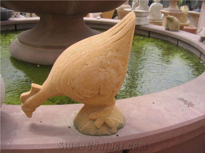 Stone Animal Statue, Teak Wood Sandstone Sculpture