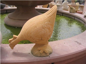 Stone Animal Statue, Teak Wood Sandstone Sculpture