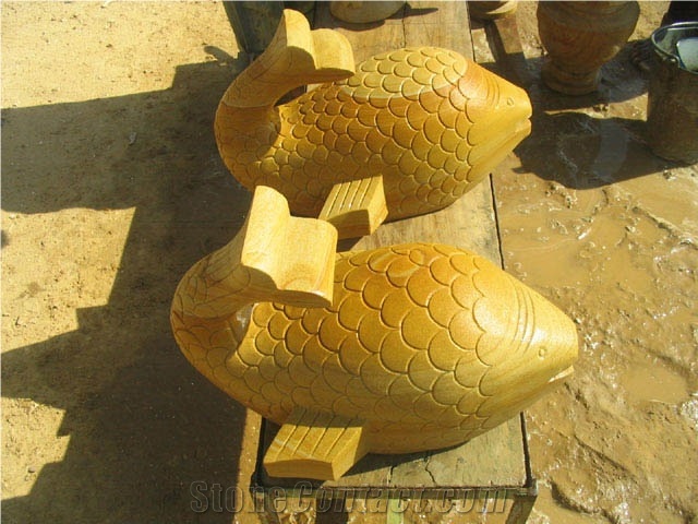Stone Animal Statue, Teak Wood Sandstone Sculpture & Statue