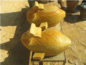Stone Animal Statue, Teak Wood Sandstone Sculpture & Statue