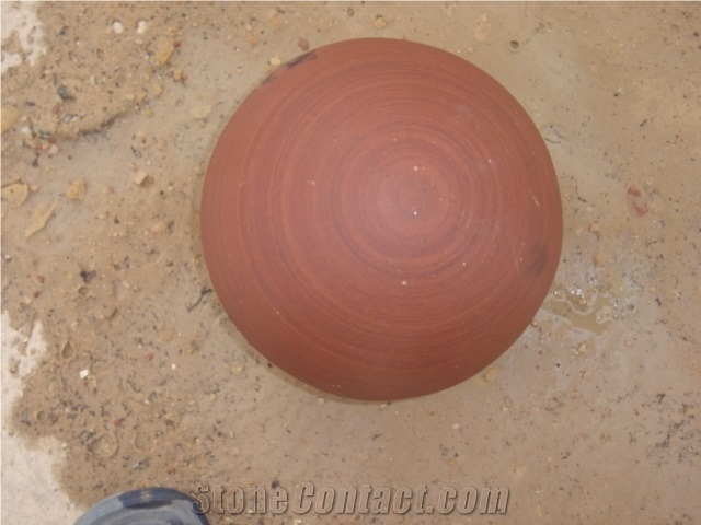 Stone Ball Agra Red Sandstone Garden Decor