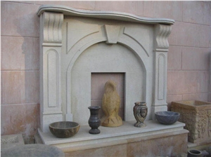 Stone Fireplace, Mint White Sandstone Fireplace Stone Fireplace, Mint White Sandstone Fireplace