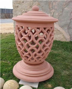 Stone Garden Lamp, Agra Red Sandstone India Lanterns